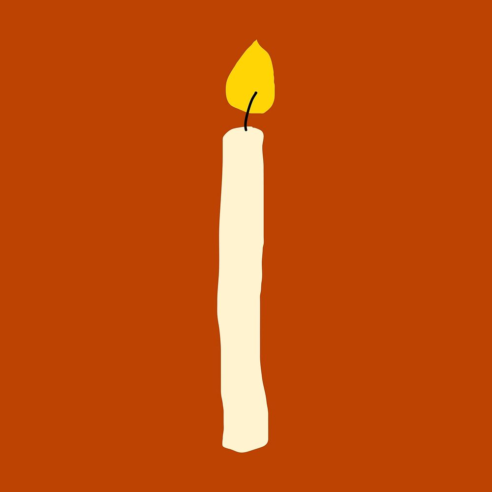 Candle sticker, cute doodle in colorful design psd