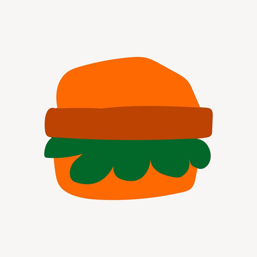 Hamburger sticker, cute doodle in colorful design psd