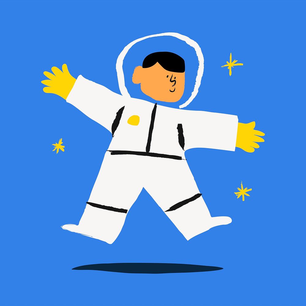 Astronaut sticker, cute doodle in colorful design psd