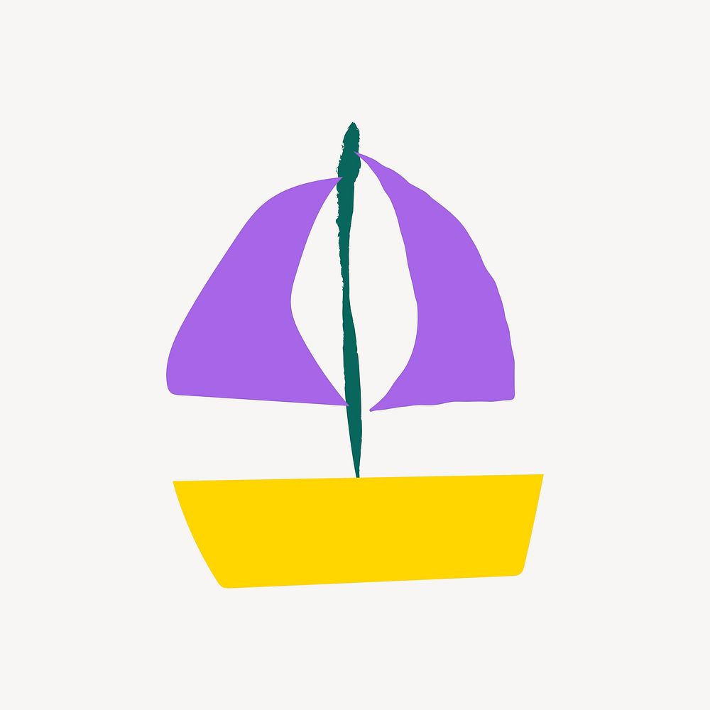 Sailboat, cute doodle in colorful design
