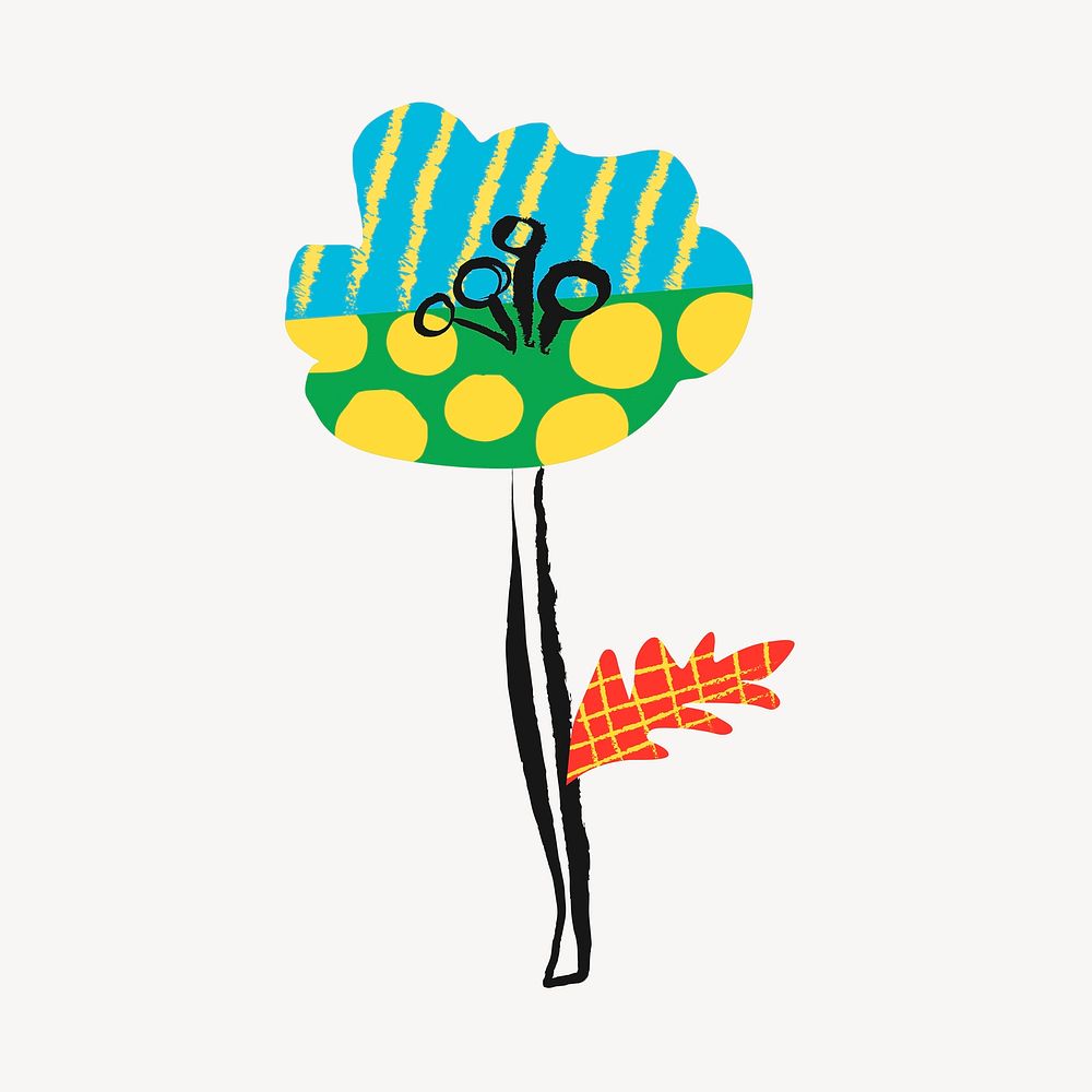 Blooming flower doodle, funky design