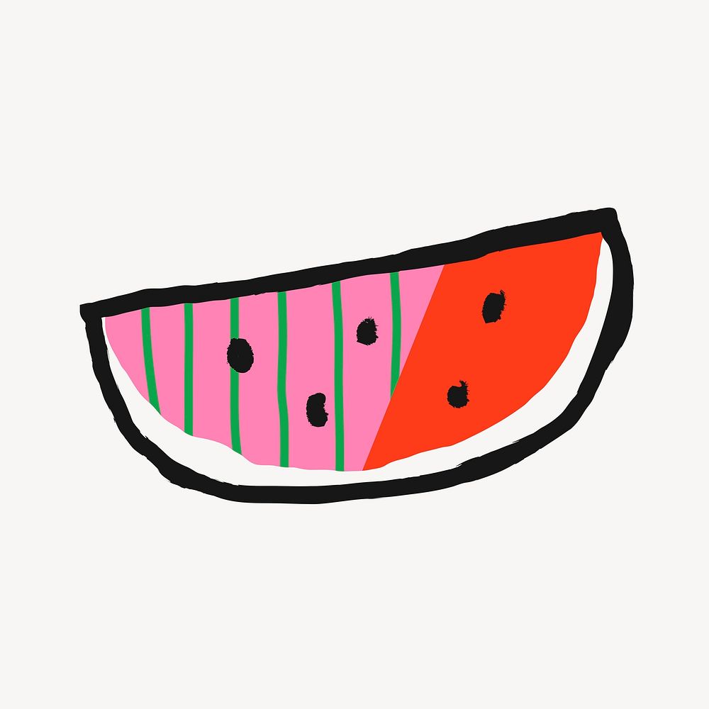 Watermelon fruit doodle sticker, funky design psd