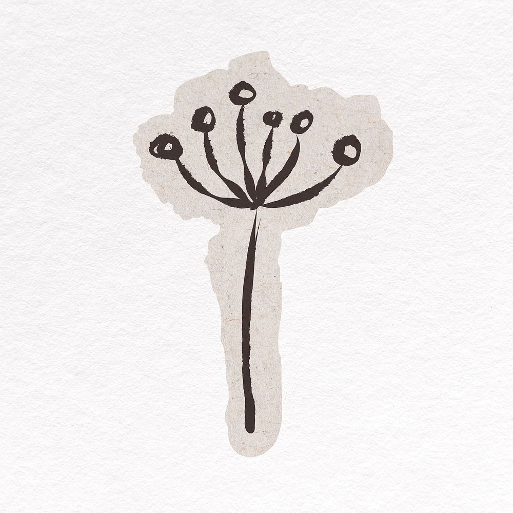 Cute flower doodle, ripped paper design
