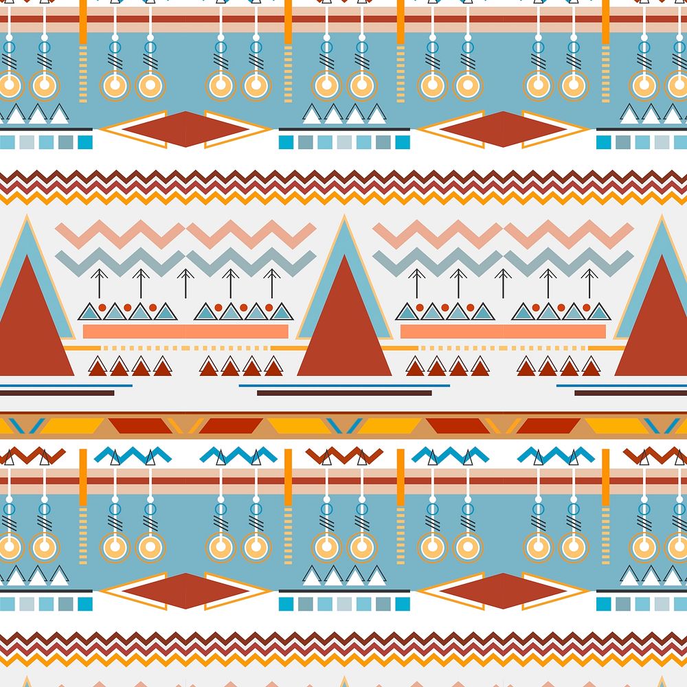 Native American seamless pattern, tribal background vector, colorful design