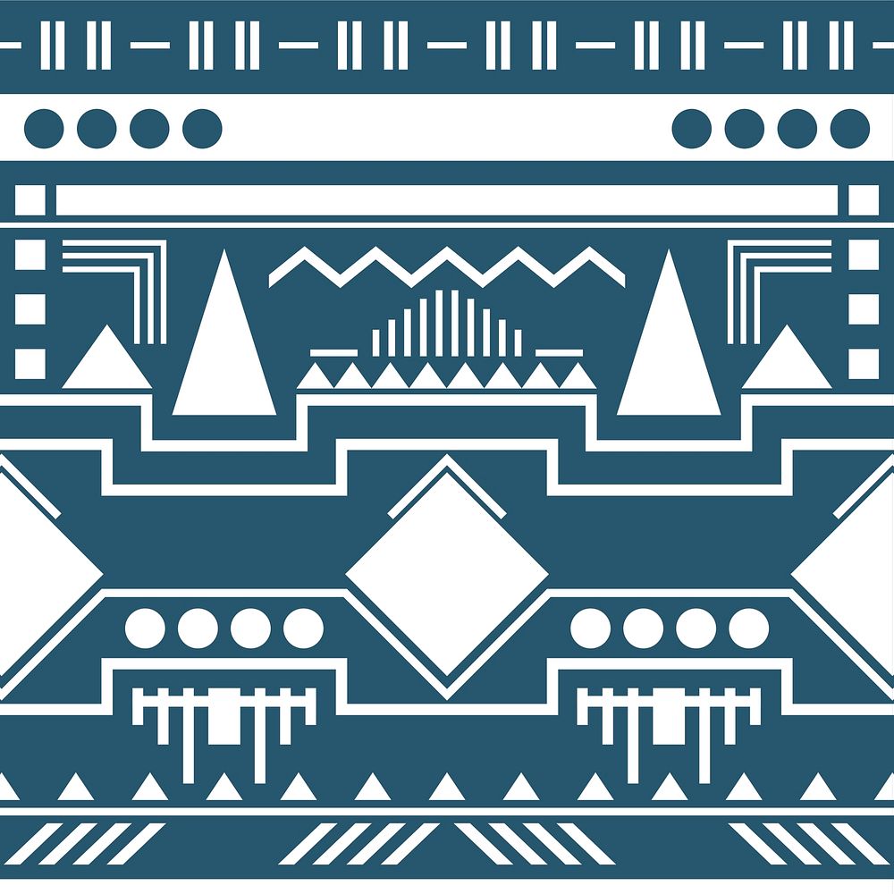 Ethnic geometric pattern background vector, white and blue textile