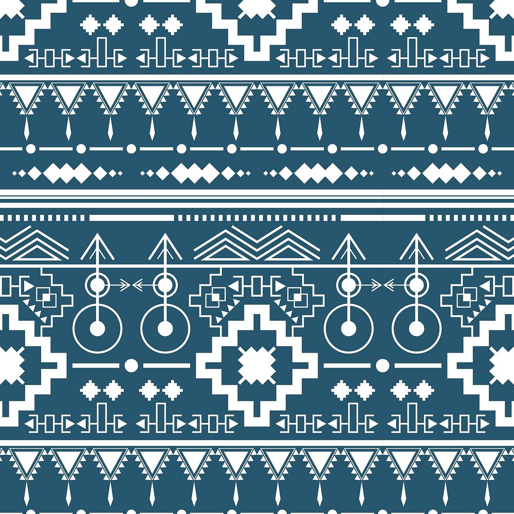 Seamless pattern, tribal background vector, white fabric