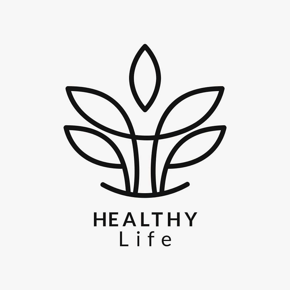 Wellness business logo template, leaf modern design psd