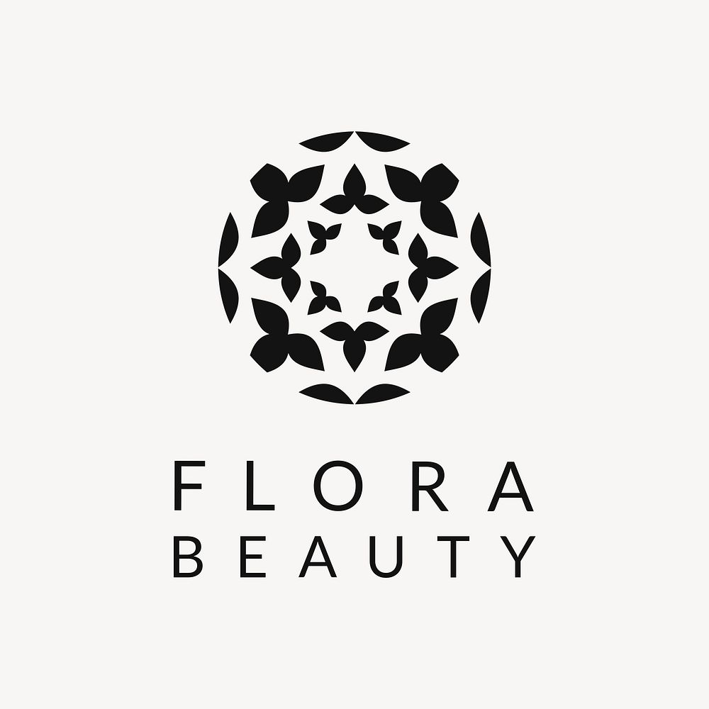 Beauty business logo template, modern leaf design psd