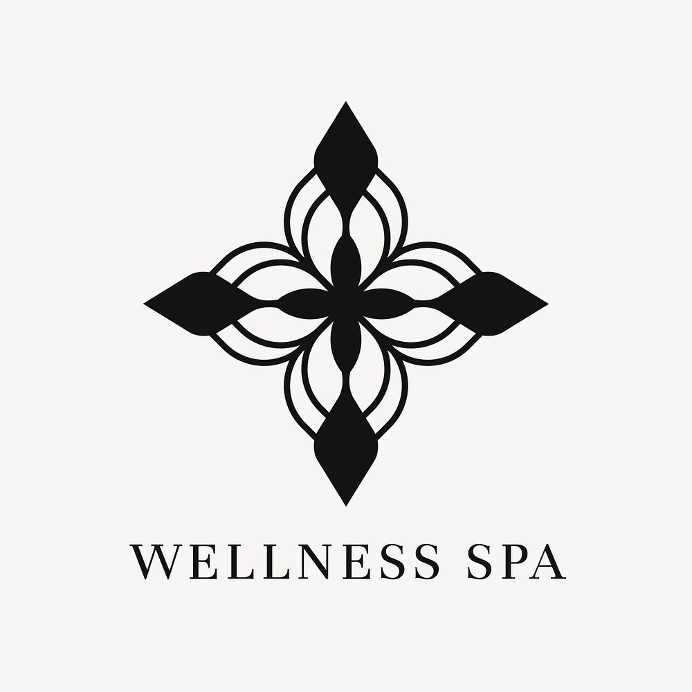 Wellness spa logo, flower modern design psd