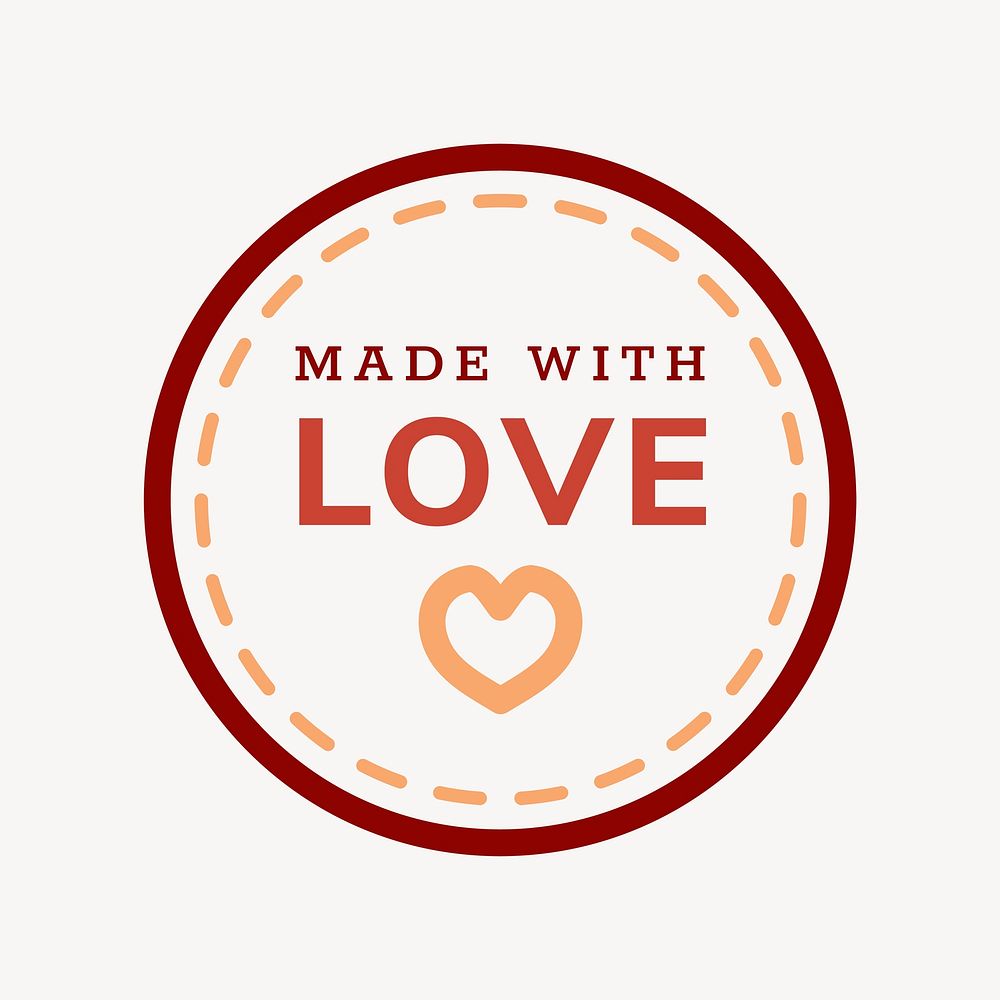 Made with love logo template, badge sticker design psd