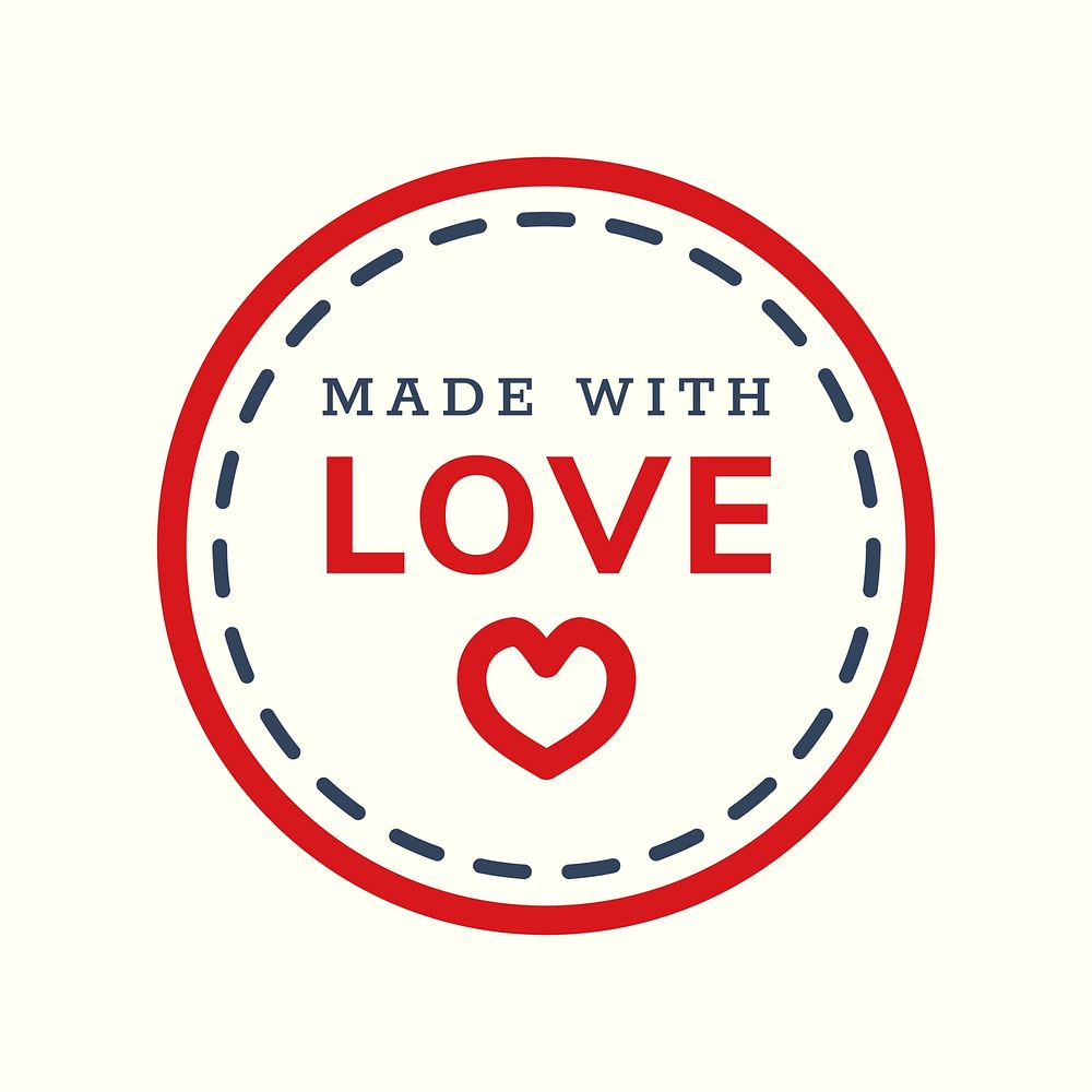 Made with love logo template, badge sticker design psd
