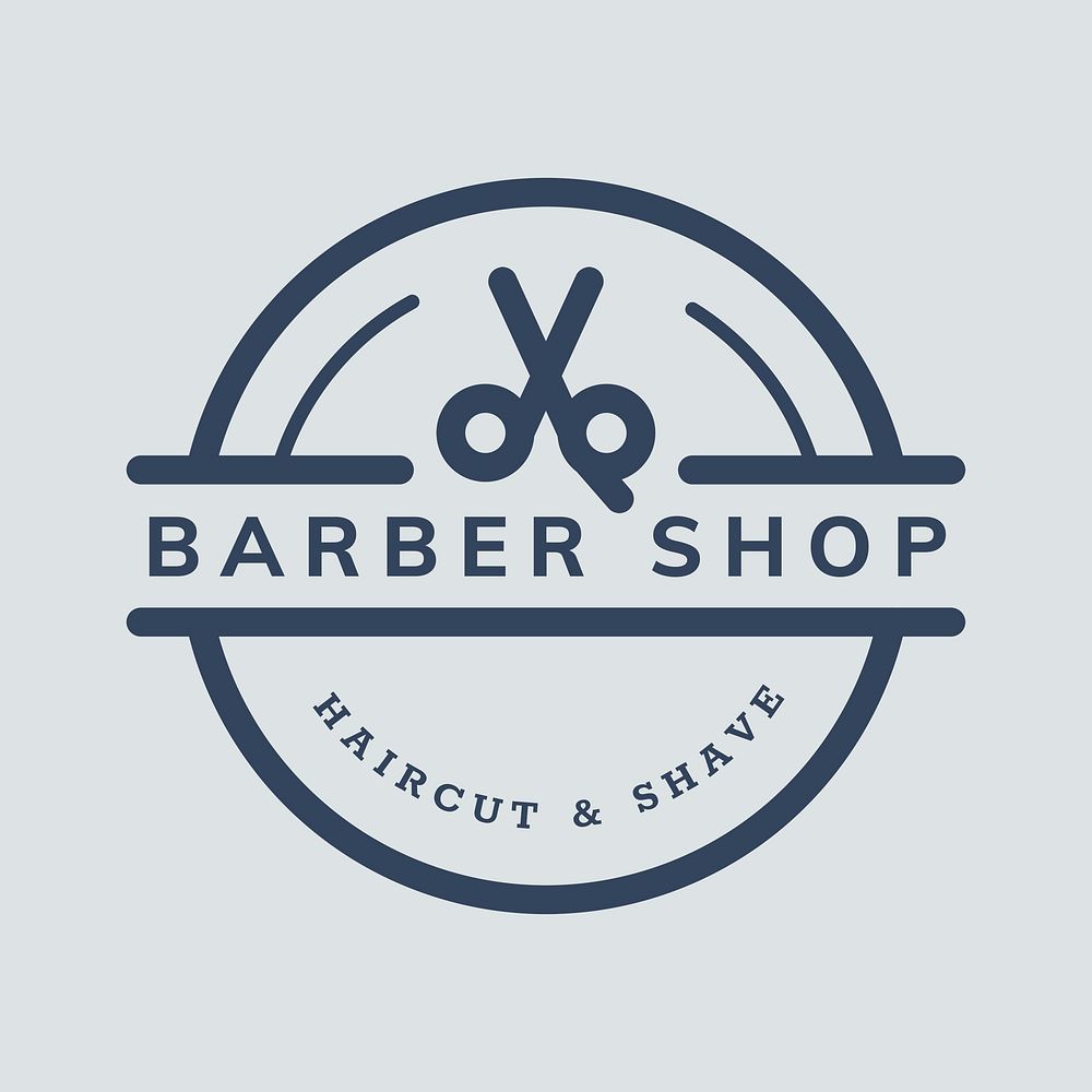 Barber shop logo business template for retro beauty branding design psd