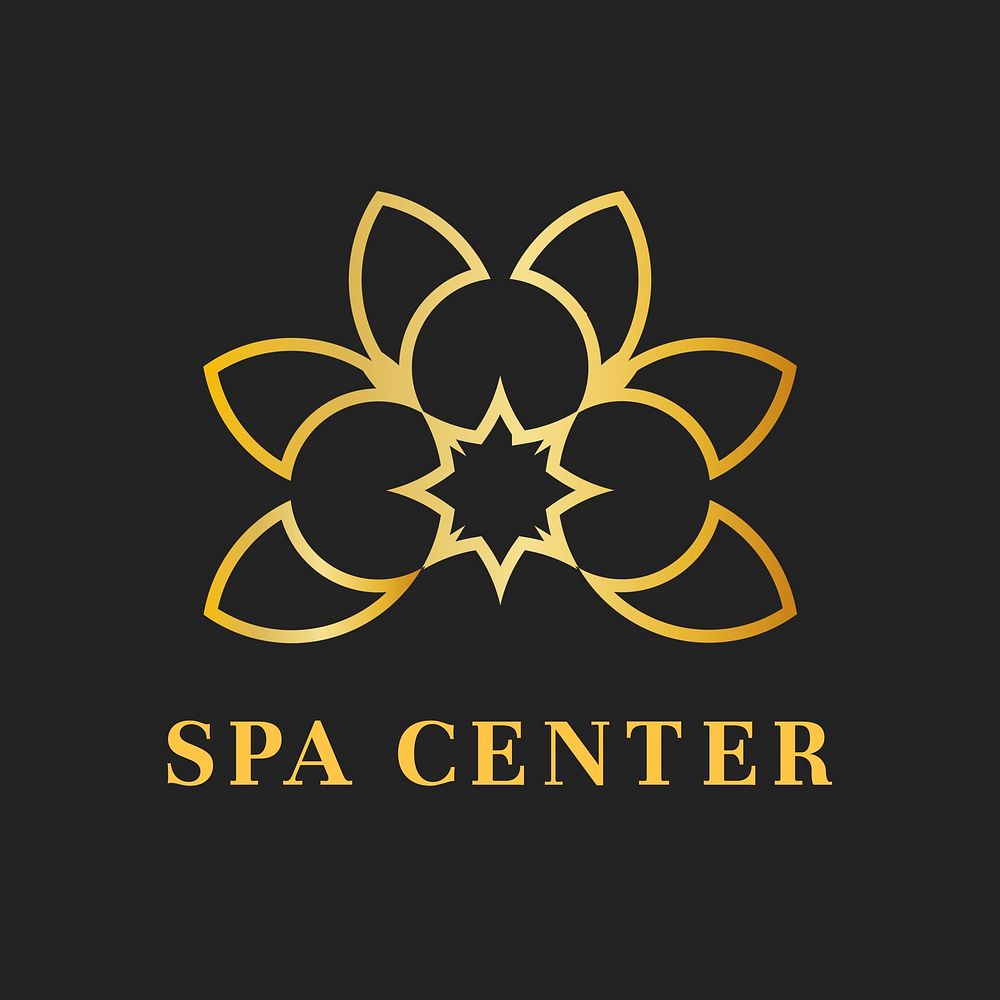 Classy wellness spa logo, lotus flower creative psd
