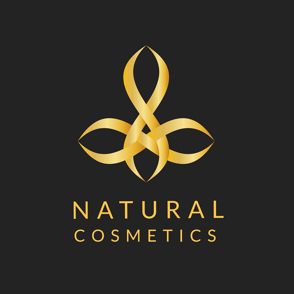Natural cosmetics logo template, gold professional design psd