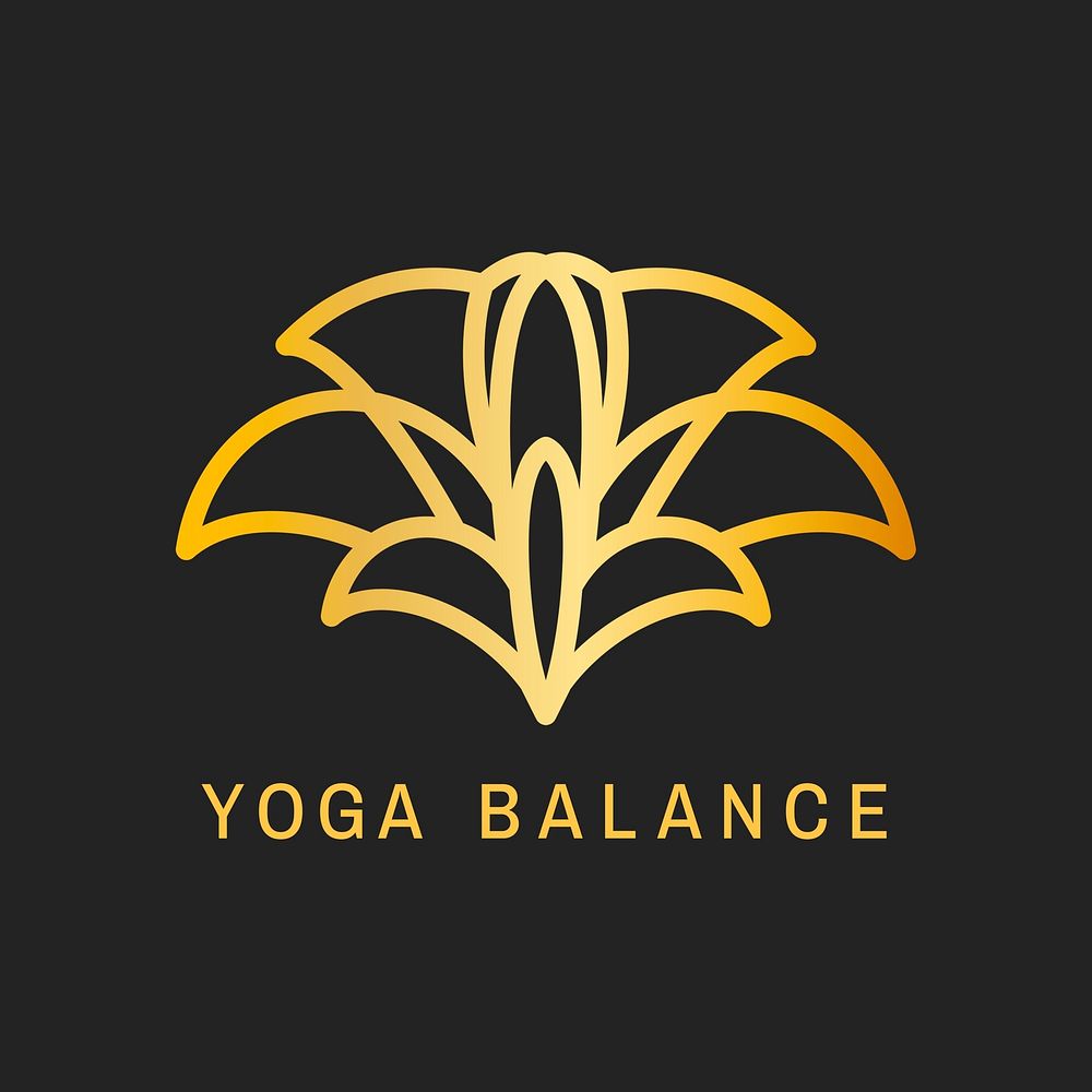 Modern yoga logo template, classy gold wellness business psd