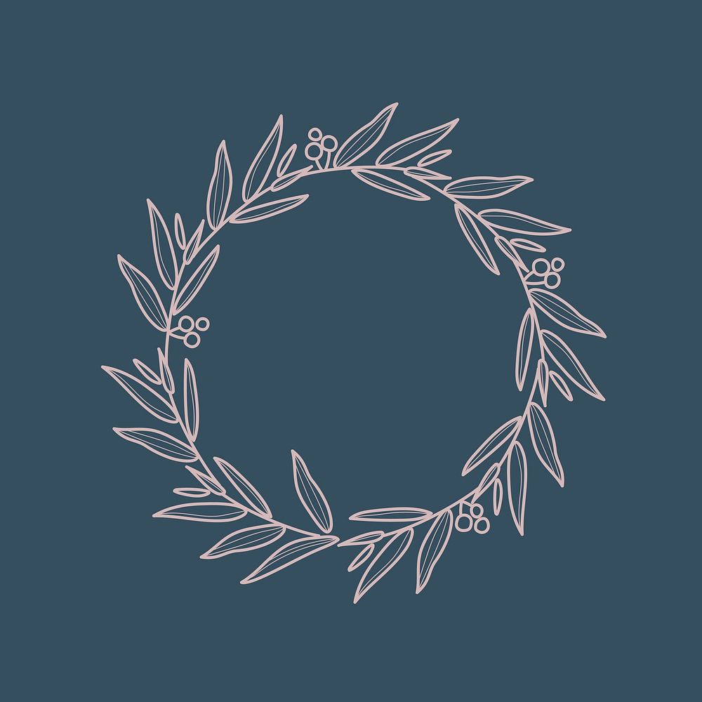Wreath logo frame clipart, aesthetic botanical design vector