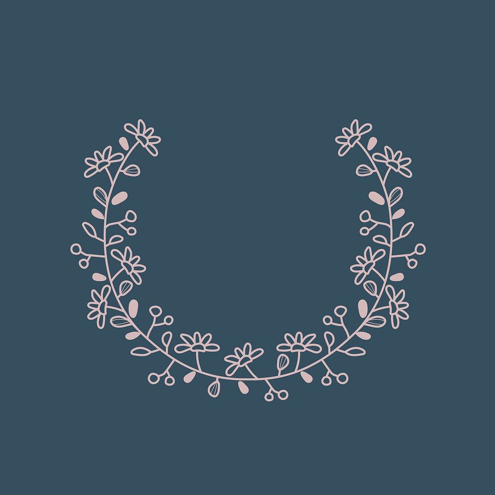 Floral logo element, beautiful botanical illustration vector