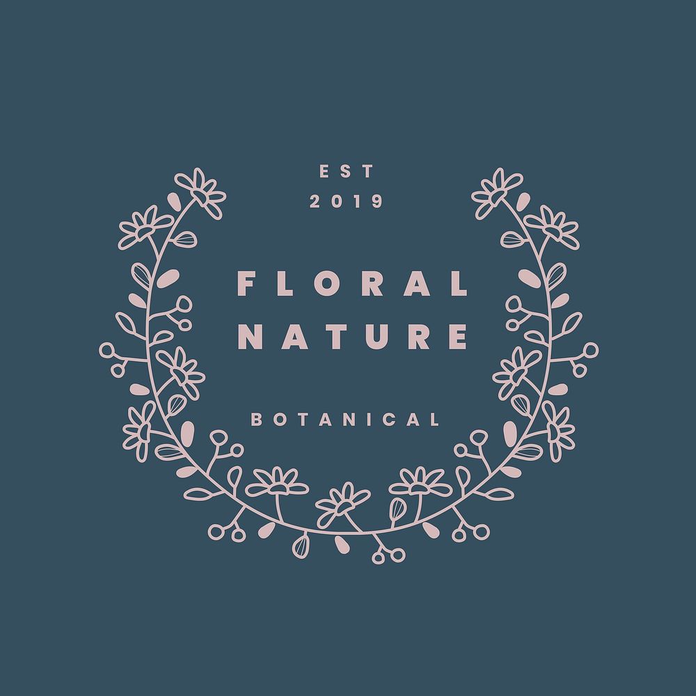 Elegant business logo template, gold floral illustration vector