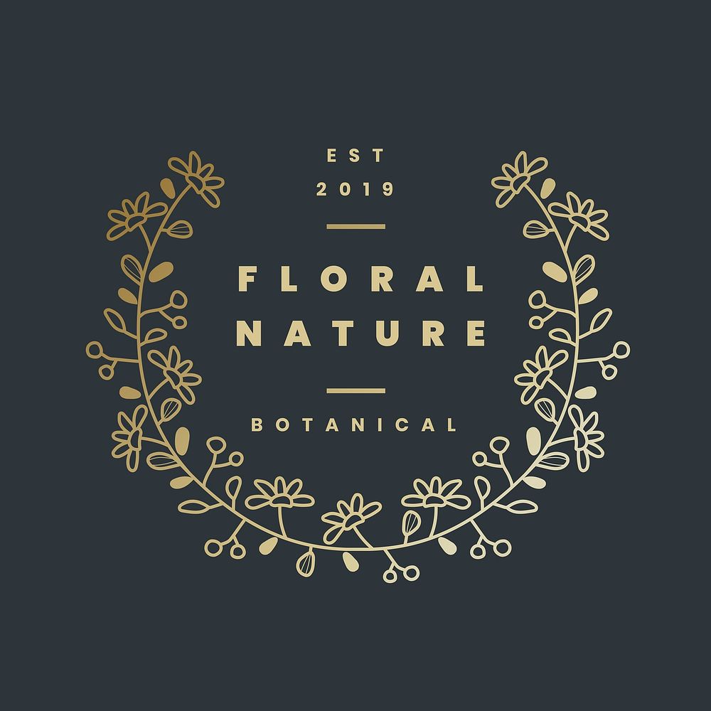 Wellness business logo template, floral editable design vector