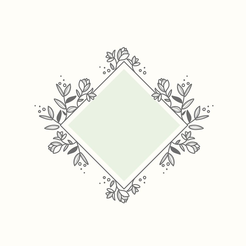 Flower logo frame clipart, botanical graphic element vector