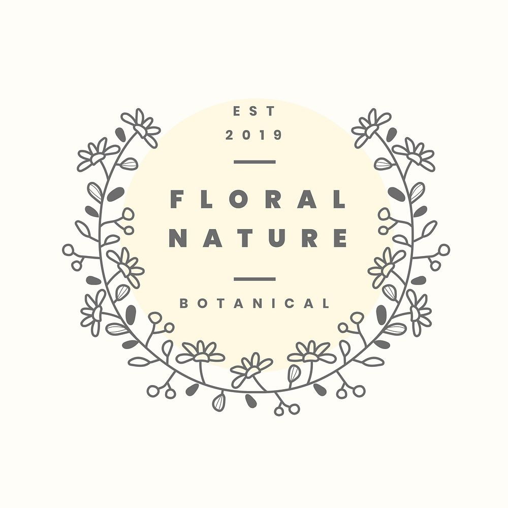 Wellness business logo template, botanical editable design psd