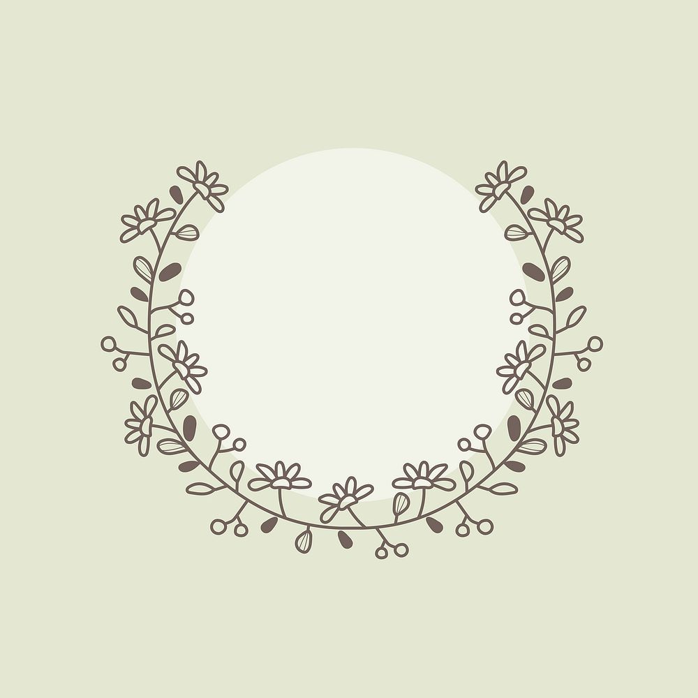 Floral logo element, beautiful botanical illustration vector