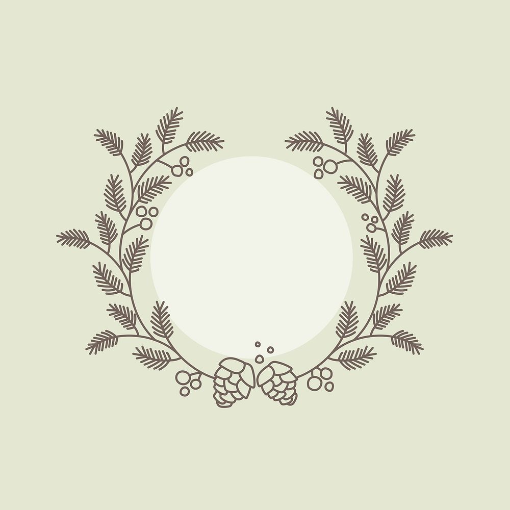 Laurel logo frame clipart, botanical illustration psd
