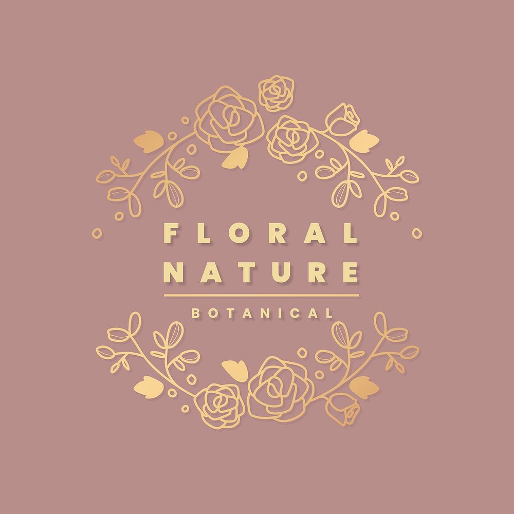 Gold floral logo template, professional design for wellness business vector