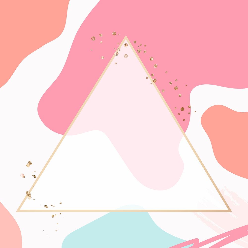 Triangle gold frame psd in pastel pink Memphis style