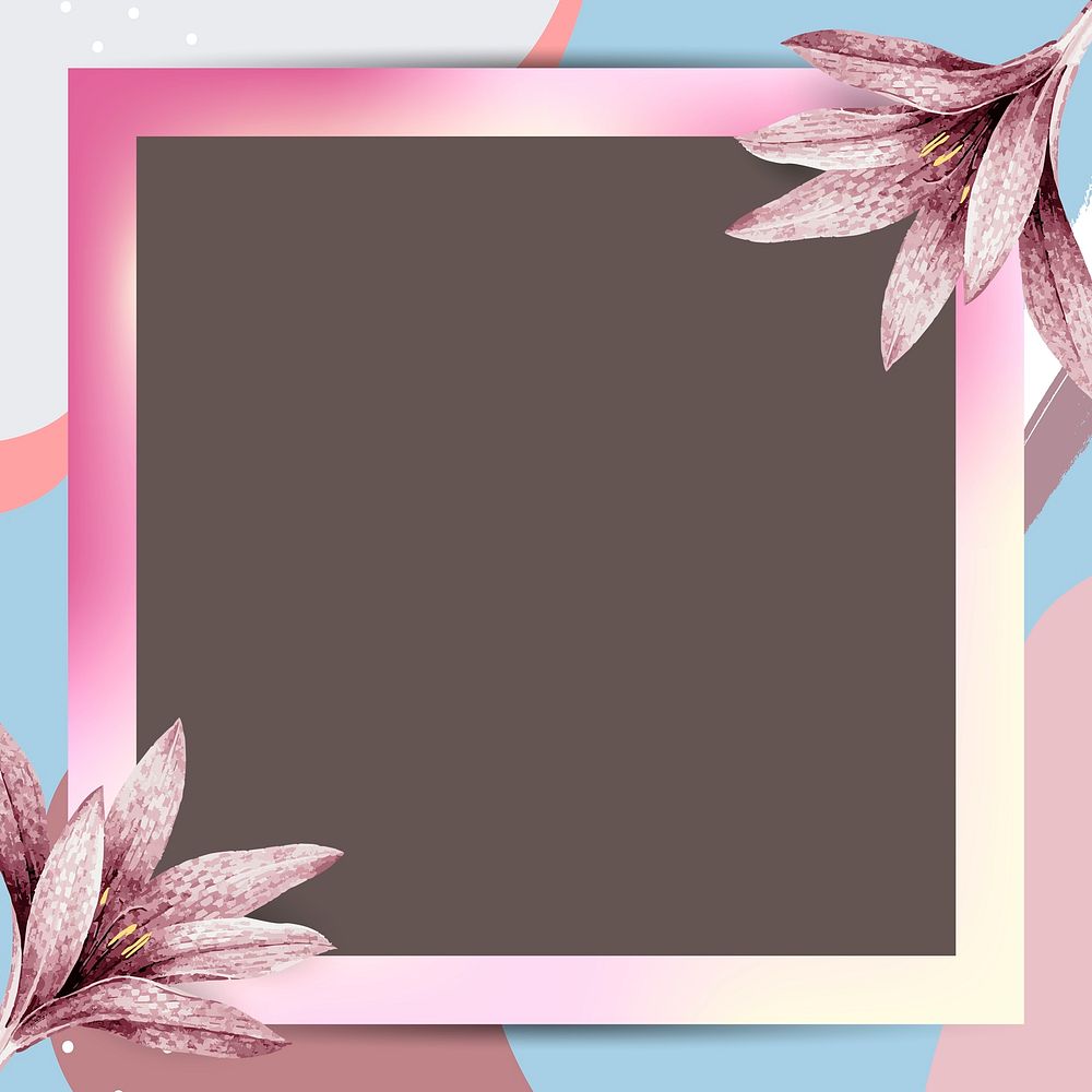 Memphis frame psd pink flowers