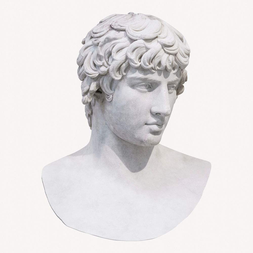 Antinous statue sticker, Greek sculpture collage element psd