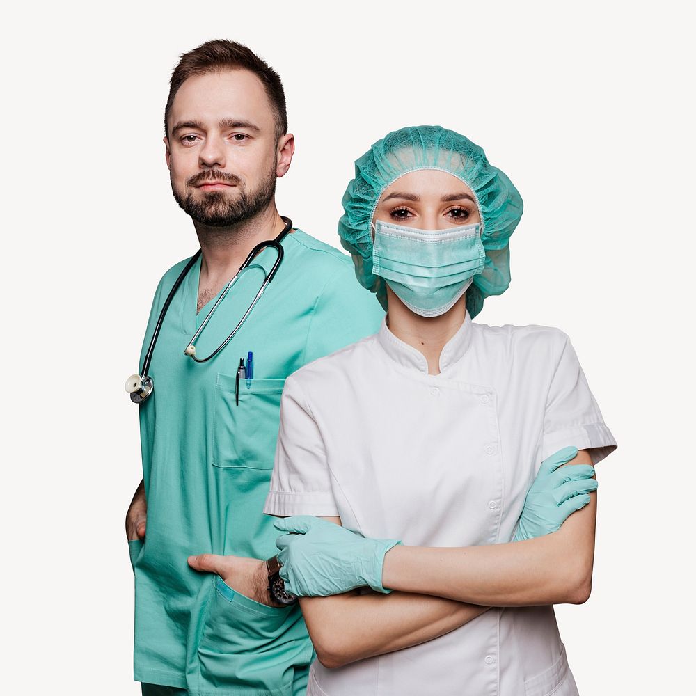 Healthcare professionals, collage element psd