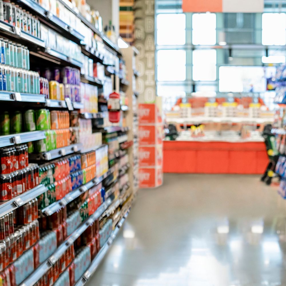 Supermarket aisle, beverage section HD image