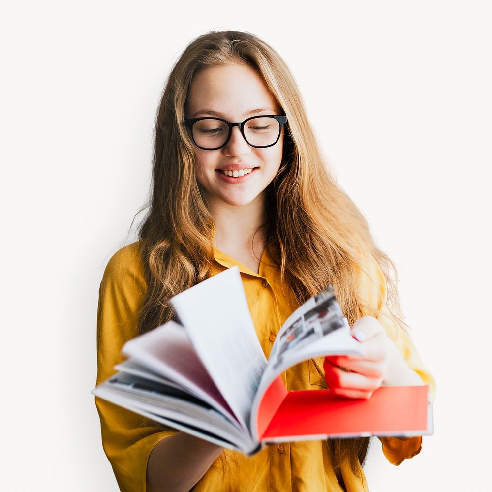 Blonde girl reading book, education | Premium Photo - rawpixel