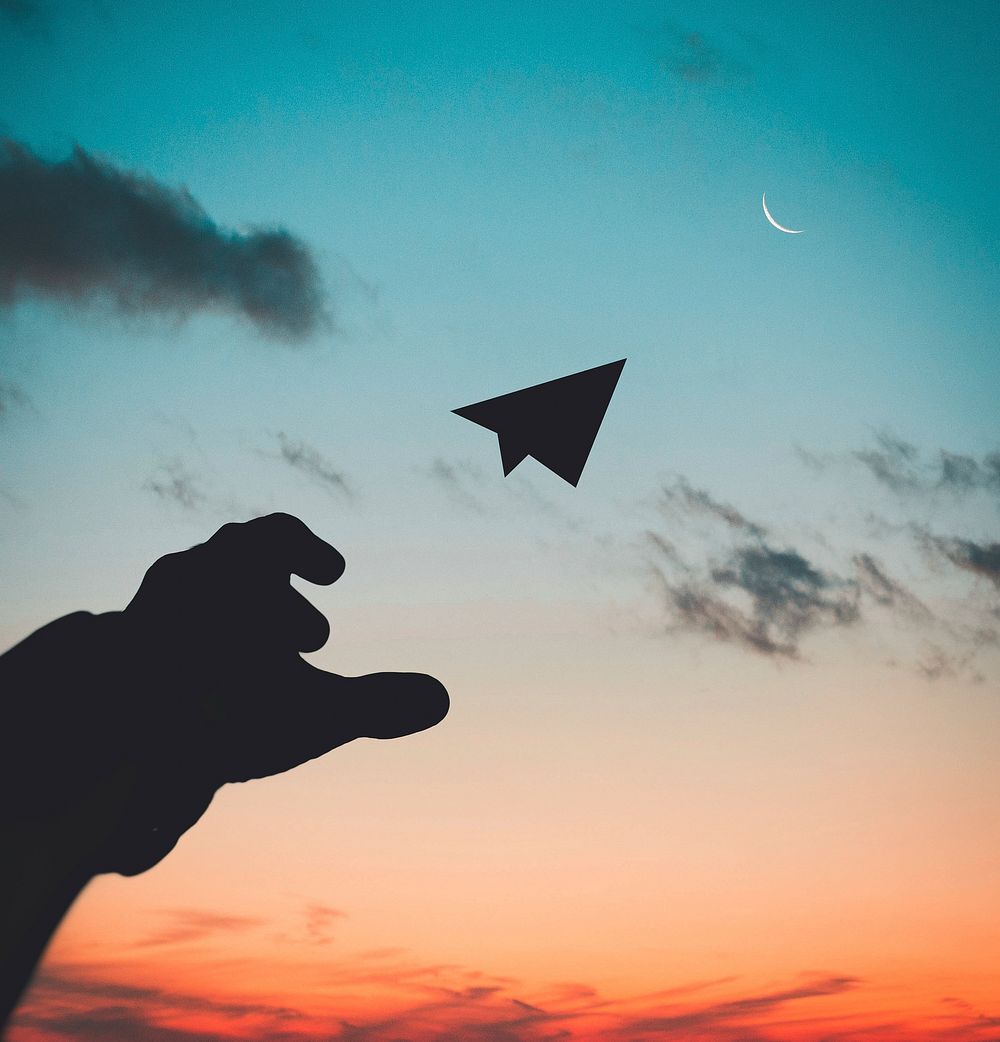 Free throwing a paper plane image, public domain nature CC0 photo.