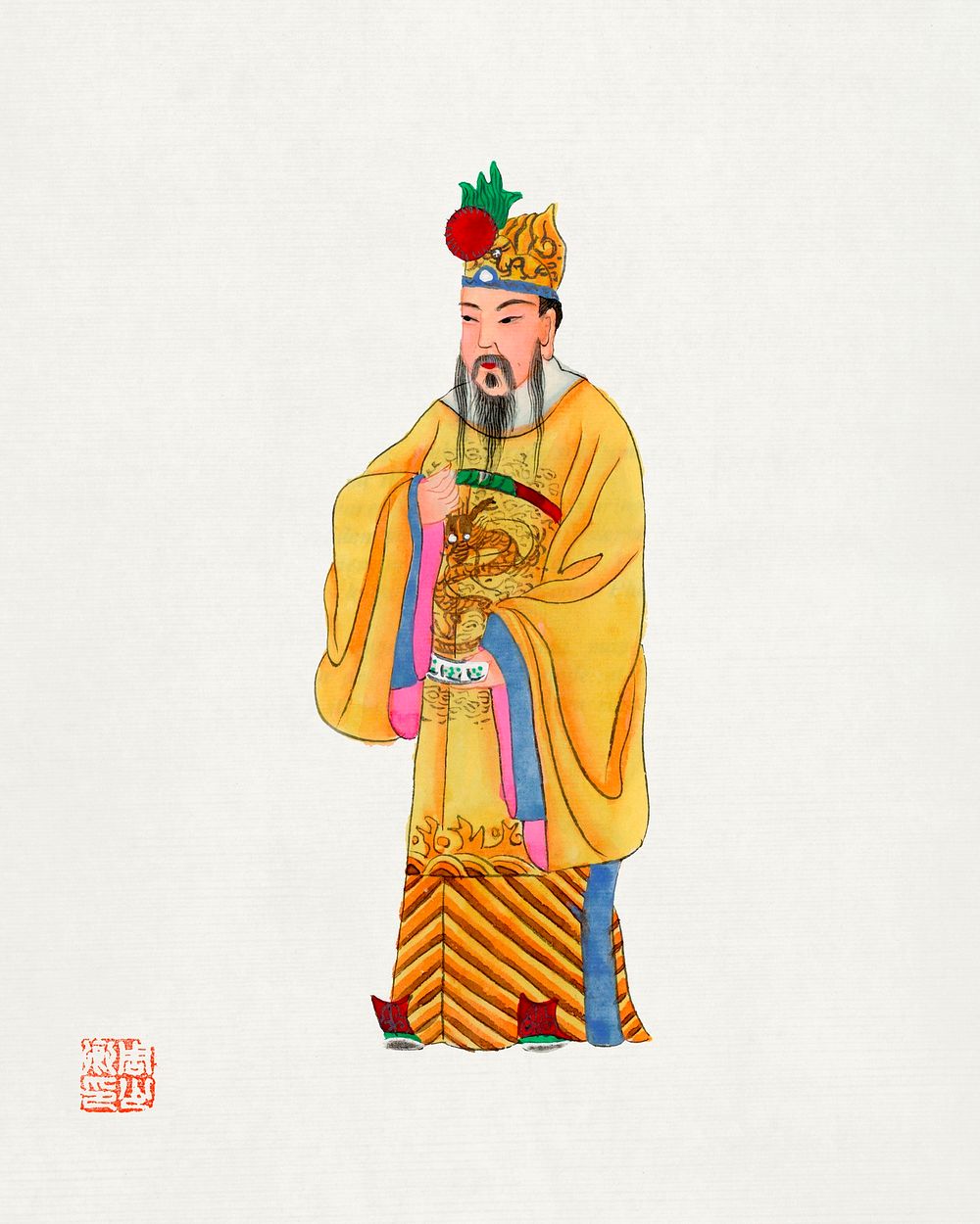Emperor robe. Digitally enhanced from our own edition of Chinese Costumes (1932). 