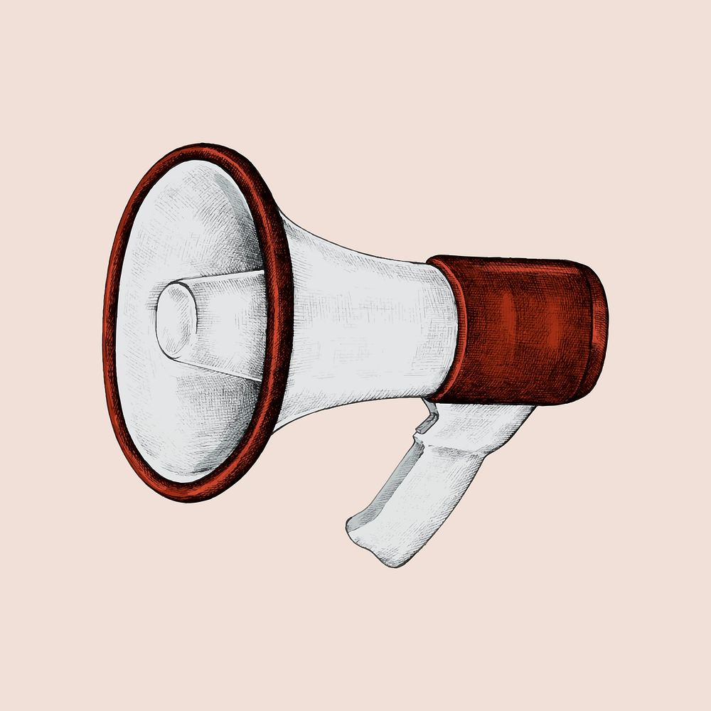 Hand drawn red megaphone illustration
