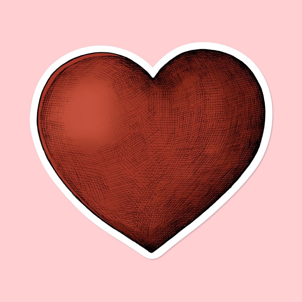 Red heart cartoon social sticker