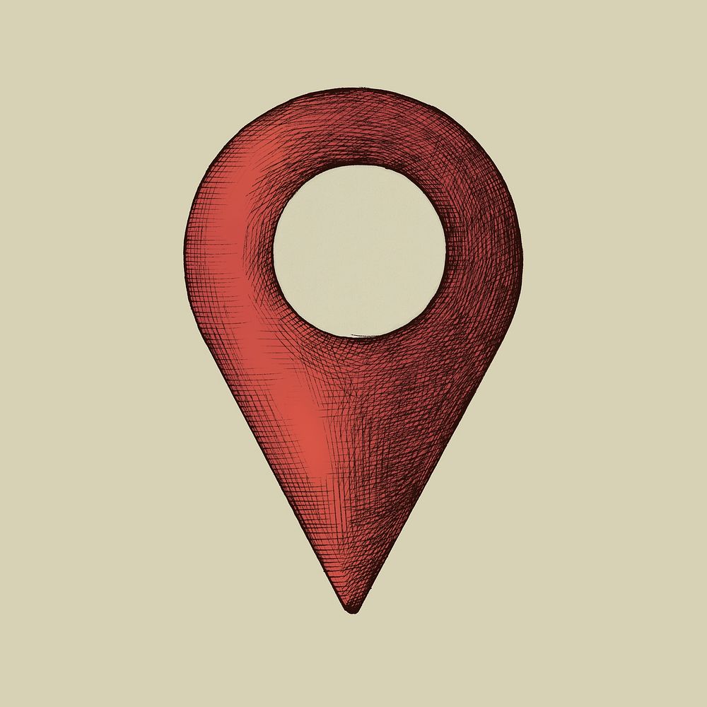 Hand drawn red location pin illustration