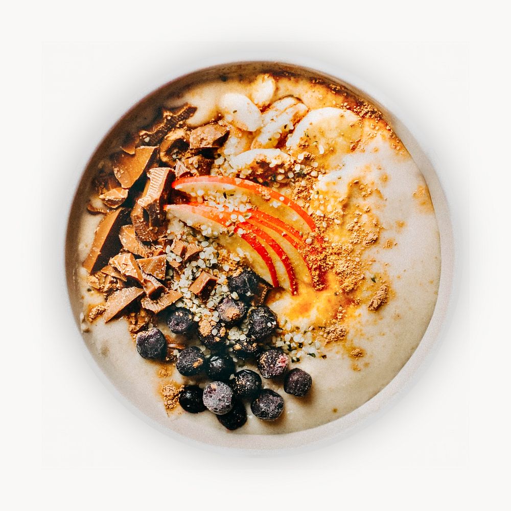 Smoothie bowl, healthy food isolated image