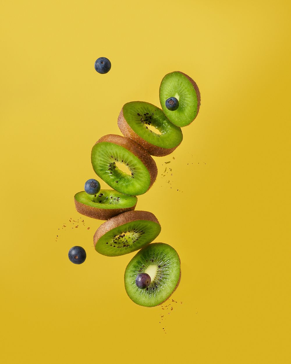 Free cut kiwi and blueberry image, public domain fruit CC0 photo.