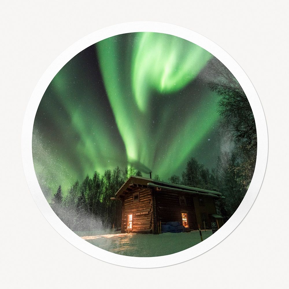 Northern lights in circle frame, nature image