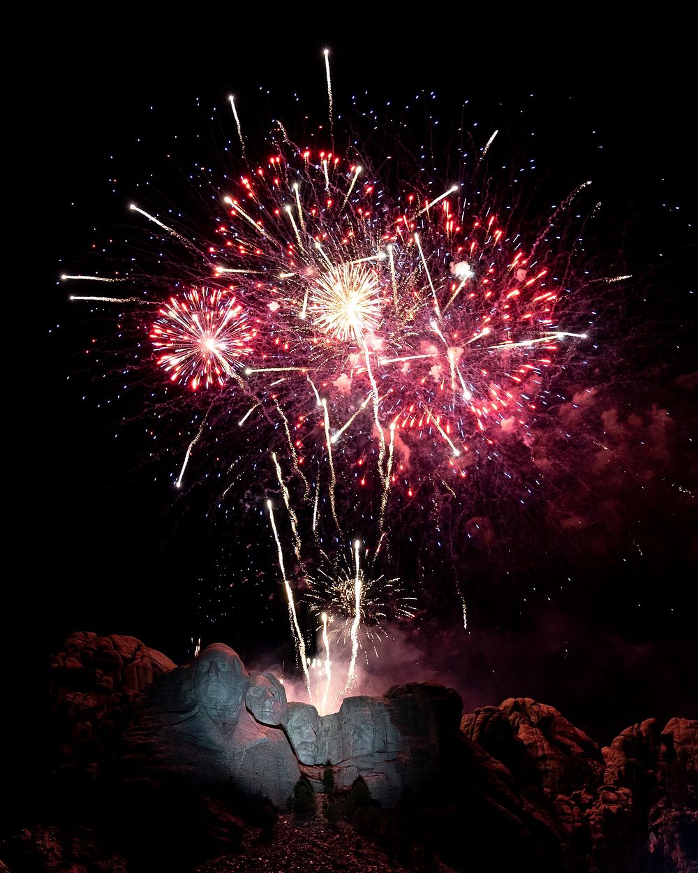 Mount Rushmore Fireworks Celebration at the Mount Rushmore National Memorial in Keystone, S.D. Original public domain image…