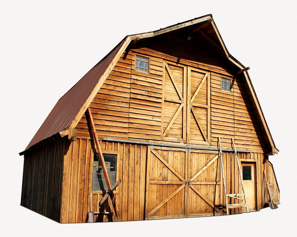 Barn sticker, farm architecture isolated image psd