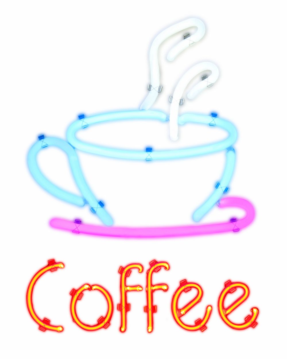 Coffee neon sign sticker, cafe image psd