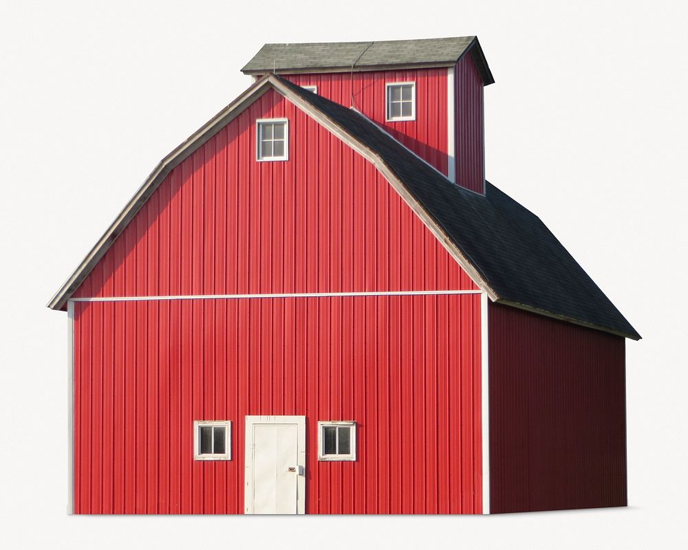 Red barn, farm architecture isolated Free Photo rawpixel