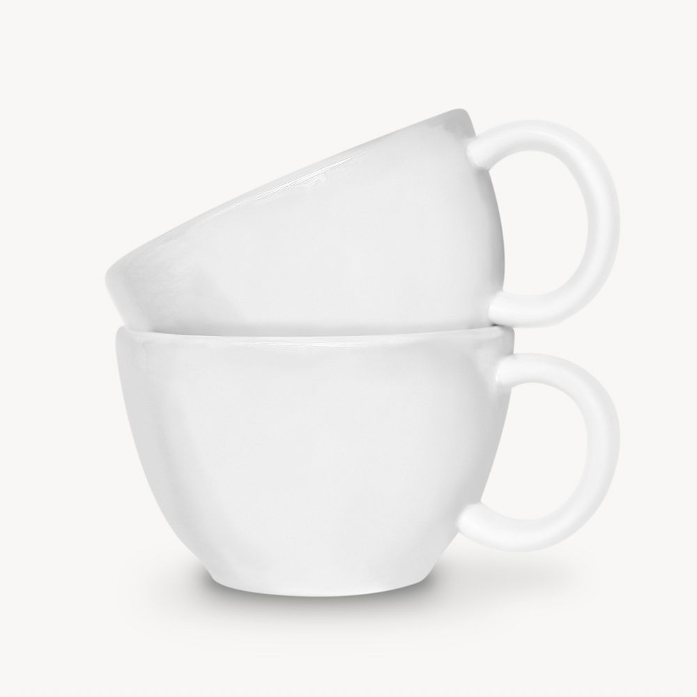 White ceramic mugs isolated image