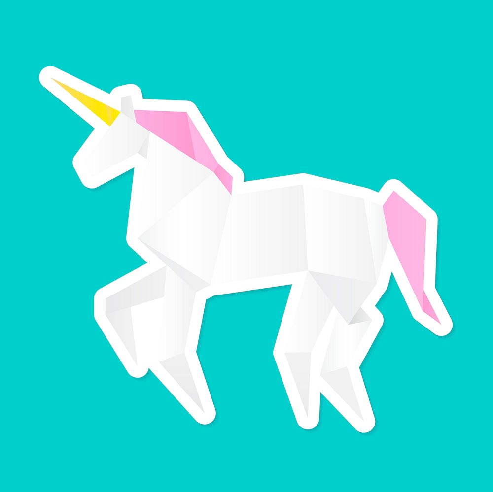 Unicorn paper craft polygon vector