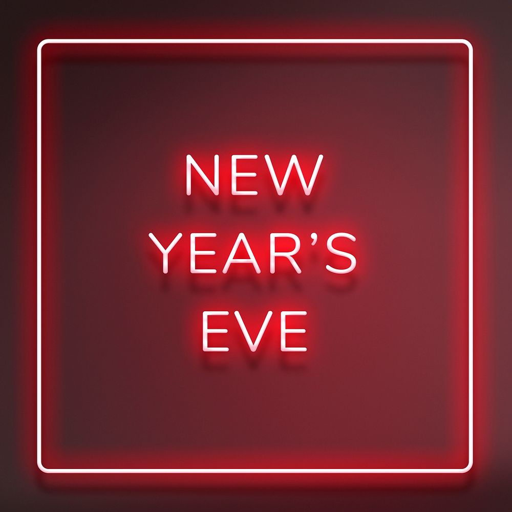 NEW YEAR'S EVE neon word typography on a red background