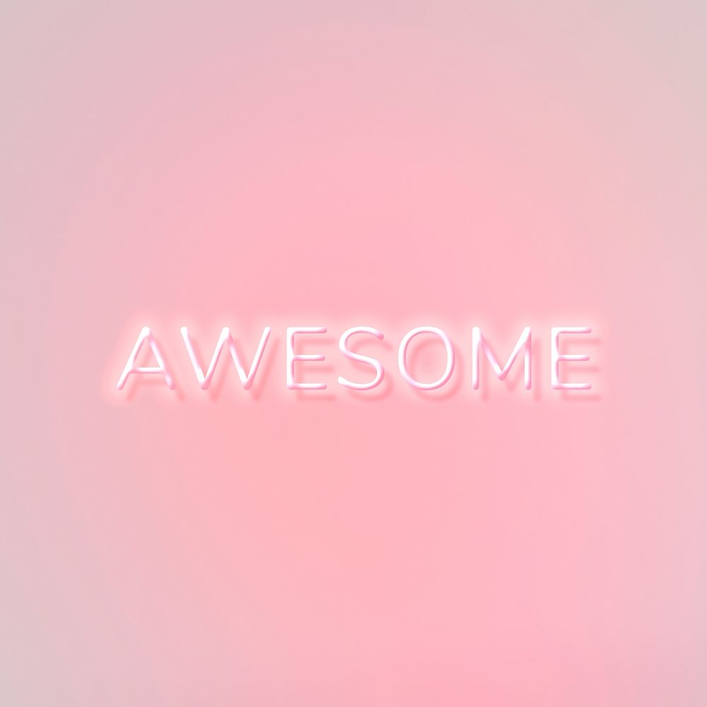 AWESOME neon word typography on a pink background